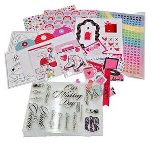 Craft Kit Wedding Love Valentine’s Day Stamps Stencil Paper Die Cuts 3-D Sticker
